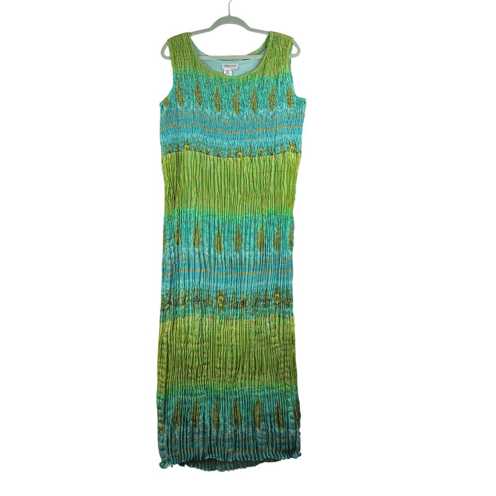 Vintage 90's Coldwater Creek Maxi Dress Women's 10 Crinkle Island Resort Lined